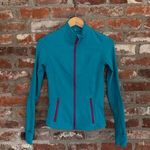 Lululemon Forme Jacket II Brushed Surge‎ Teal with Raspberry Zippers Size 6